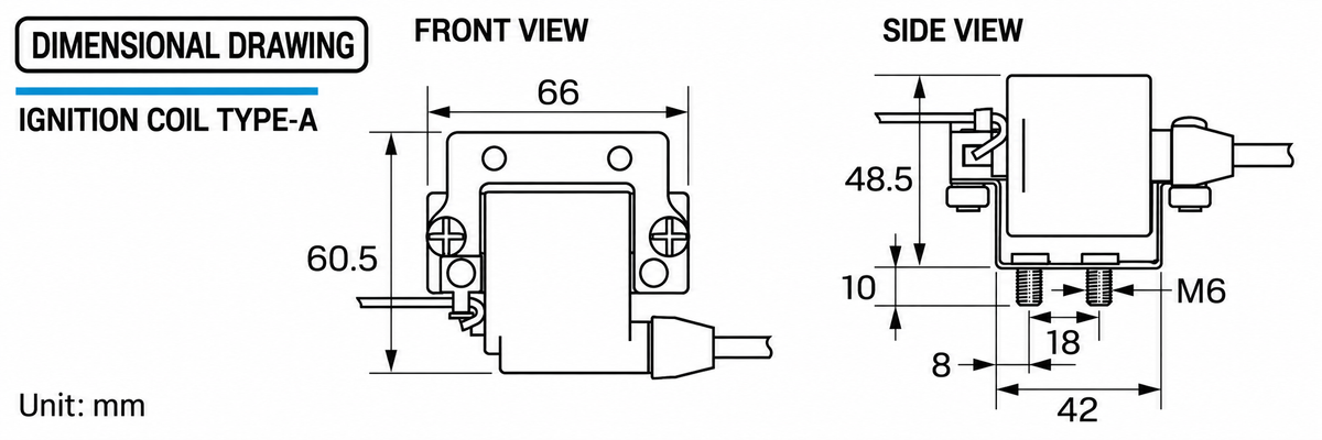 Kitaco 6V Ignition Coil suitable for use with Z50J1