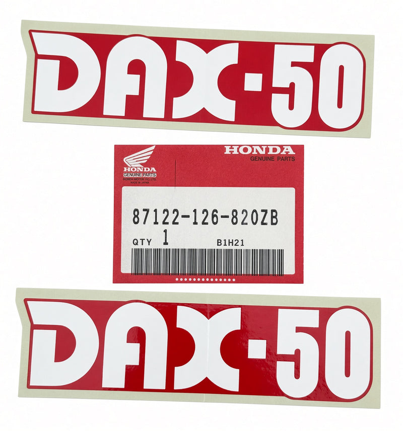 NOS Honda Red Frame Stickers (Pair) suitable for use with Dax 12V (German Models)