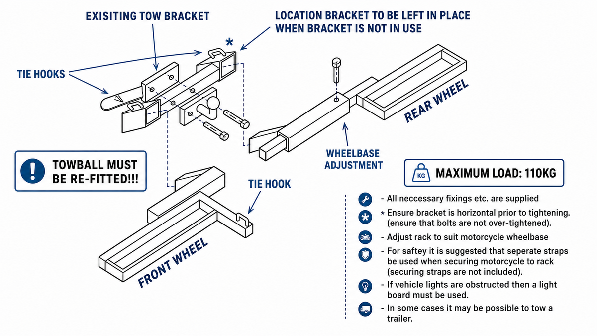 Vehicle Transport Rack for 8 inch Wheels (Zinc Plated) suitable for use with Monkey Bike Motorcycles