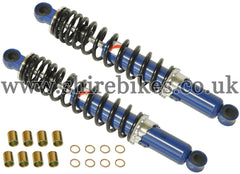 330mm Kitaco Blue & Black Hydraulic Shock Absorbers (Pair) suitable for use with Z50R, Z50J1, Z50J, Dax 6V, Dax 12V, Chaly 6V