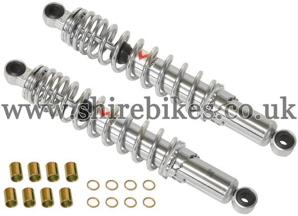 330mm Kitaco Chrome Hydraulic Shock Absorbers (Pair) suitable for use with Z50R, Z50J1, Z50J, Dax 6V, Dax 12V, Chaly 6V