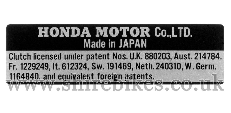 Honda Clutch Patent Sticker Emblem suitable for use with Z50M, Z50A, Dax 6V, Chaly 6V