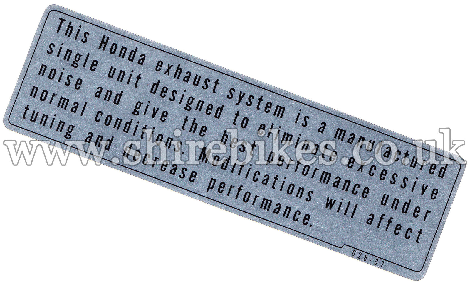 Honda Exhaust System Performance Warning Sticker suitable for use with Z50A, Z50R