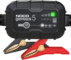 NOCO GENIUS5UK, 5-Amp Fully-Automatic Smart Charger, 6V and 12V Battery Charger, Battery Maintainer, and Battery Desulfator with Temperature Compensation