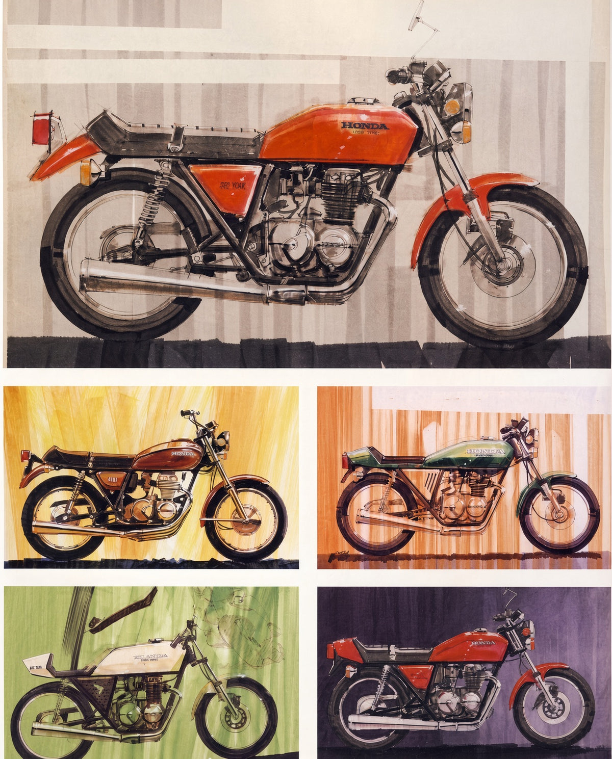 Honda DESIGN Motorcycle Part 1 1957~1984 Book - CB400F-style concept sketches