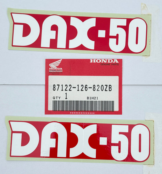 NOS Honda Red Frame Stickers (Pair) suitable for use with Dax 12V (German Models)