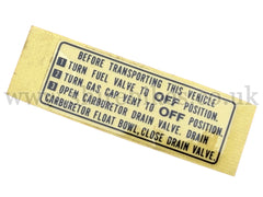 NOS Honda Transport Caution Sticker suitable for use with Z50J1