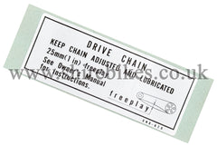 Honda Drive Chain Caution Sticker suitable for use with C90E 12V