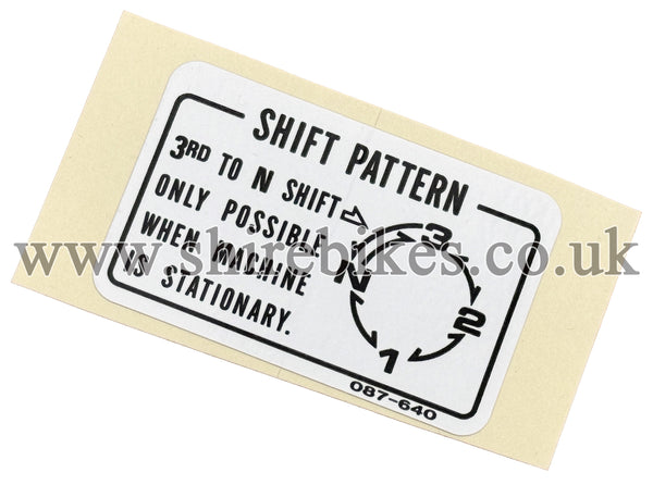 Honda Shift Pattern Sticker suitable for use with C90E 12V
