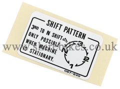 Honda Shift Pattern Sticker suitable for use with C90E 12V