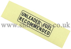 Honda Unleaded Fuel Recommended Caution Sticker suitable for use with C90E 12V