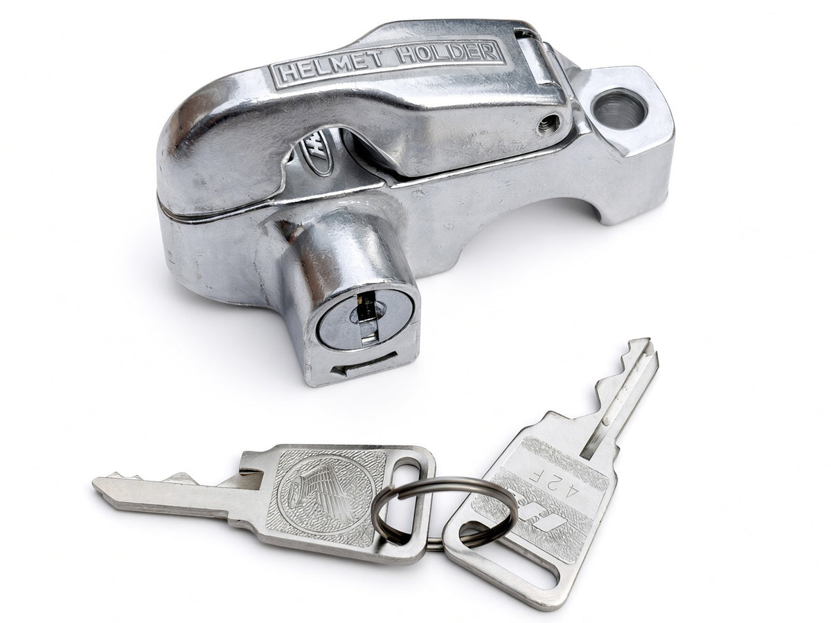 Honda Bar Mount Helmet Lock suitable for use with Z50J (Gorilla), Chaly 6V - closed with two keys
