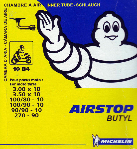 3.00/3.50 x 10 Michelin Inner Tube (Angle Valve) suitable for use with Dax 6V, Dax 12V, Chaly 6V