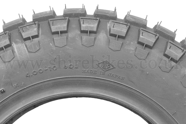 4.00 x 10 IRC TRIALS Off Road Tyre suitable for use with Dax 6V, Dax 12V, Chaly 6V, CT70