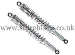 350mm Kitaco Chrome Hydraulic Shock Absorbers (Pair) suitable for use with Dax 6V, Dax 12V, Chaly 6V