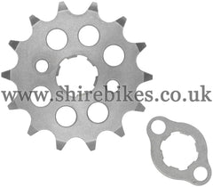 Kitaco 14T Front Sprocket & Retainer suitable for use with Z50A, Z50J1, Z50R, Z50J, Dax 6V, Chaly 6V, Dax 12V, C90E, MSX125 GROM, Monkey 125