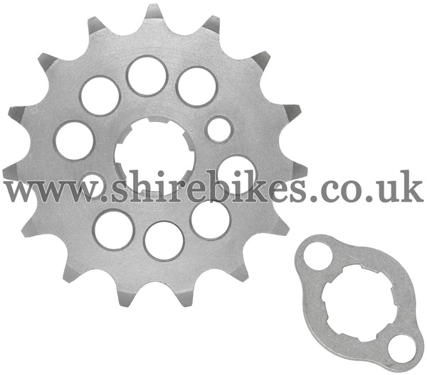 Kitaco 15T Front Sprocket & Retainer suitable for use with Z50A, Z50J1, Z50R, Z50J, Dax 6V, Chaly 6V, Dax 12V, C90E, MSX125 GROM, Monkey 125