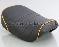 Kitaco Custom (Yellow Piping) Tuck Roll Seat suitable for use with Monkey 125 (2018-2022)