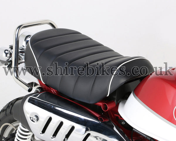 Kitaco Custom (White Piping) Tuck Roll Seat suitable for use with Monkey 125 (2018-2022)