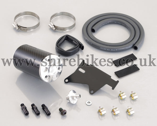 Kitaco Silver Carbon Oil Catch Tank Kit suitable for use with MSX125 GROM (2013-2020), Monkey 125 (2018-2020)