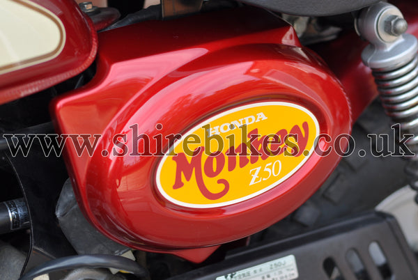 Honda Chrome, Orange & Red Side Cover Sticker suitable for use with Monkey Bike Motorcycles
