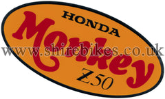 Honda Chrome, Orange & Red Side Cover Sticker suitable for use with Monkey Bike Motorcycles