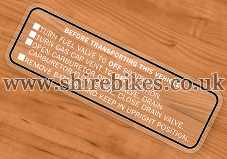 Reproduction White with Black Border Transport Caution Sticker suitable for use with Dax 6V