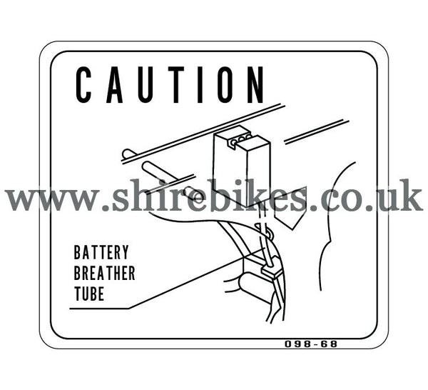 Reproduction Battery Breather Tube Caution Sticker suitable for use with Dax 6V