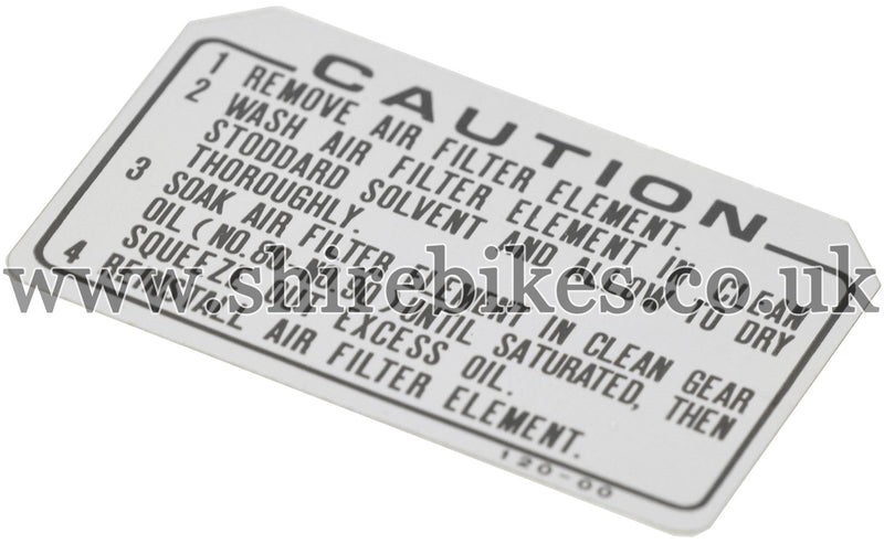 Honda Remove Air Filter Caution Sticker suitable for use with Z50R, Z50J1, Z50J 6V