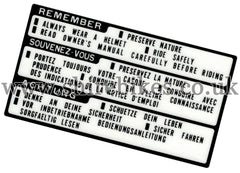 Honda Leg Shield Warning Sticker suitable for use with C90E