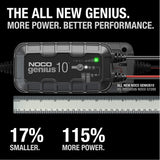 NOCO GENIUS10UK, 10-Amp Fully-Automatic Smart Charger, 6V and 12V Battery Charger, Battery Maintainer, and Battery Desulfator with Temperature Compensation
