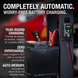 NOCO GENIUS1UK, 1-Amp Fully-Automatic Smart Charger, 6V and 12V Battery Charger, Battery Maintainer, and Battery Desulfator with Temperature Compensation
